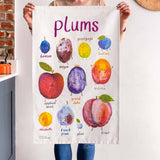 Sarah Edmonds Plums Cotton Tea Towel – illustrated design