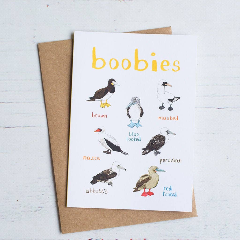 Sarah Edmonds Boobies Bird Greeting Card – illustrated design