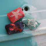 Turquoise velvet coin purse with beaded turtle by Cream Cornwall – product image 2
