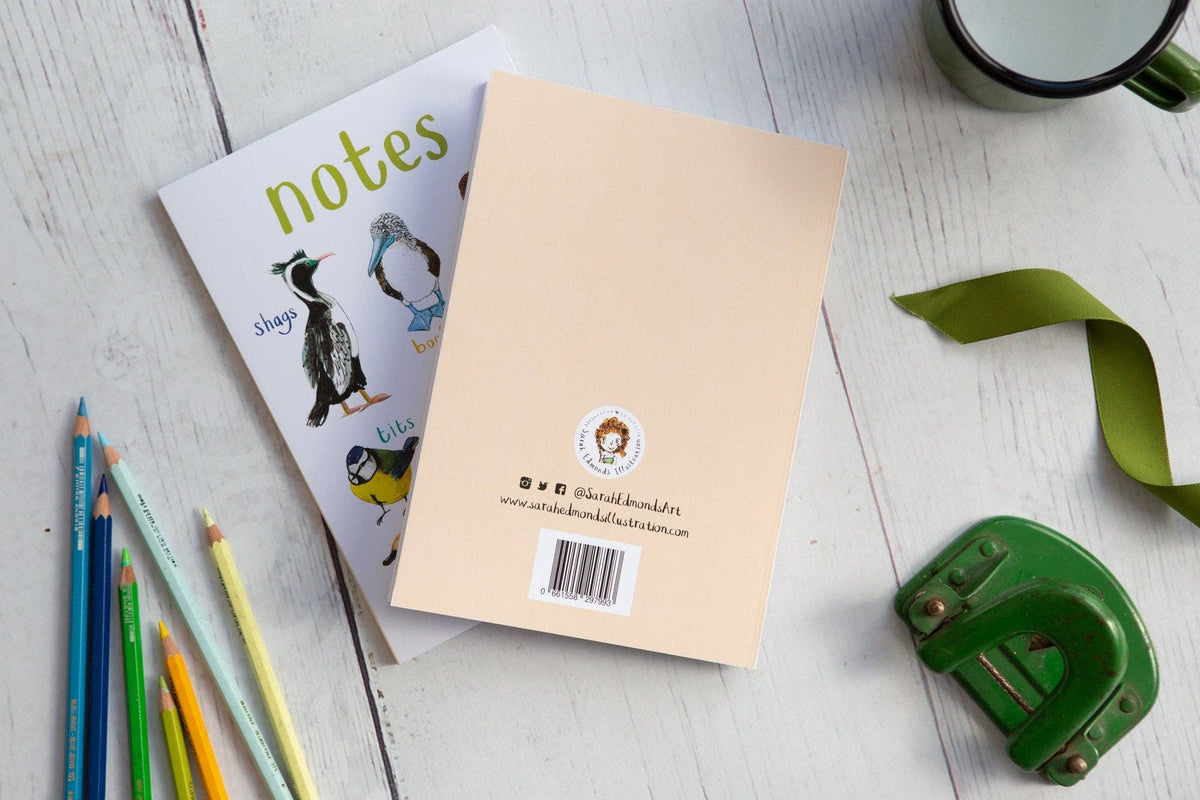 Sarah Edmonds Cheeky Birds Recycled Notebook - A5 – illustrated design