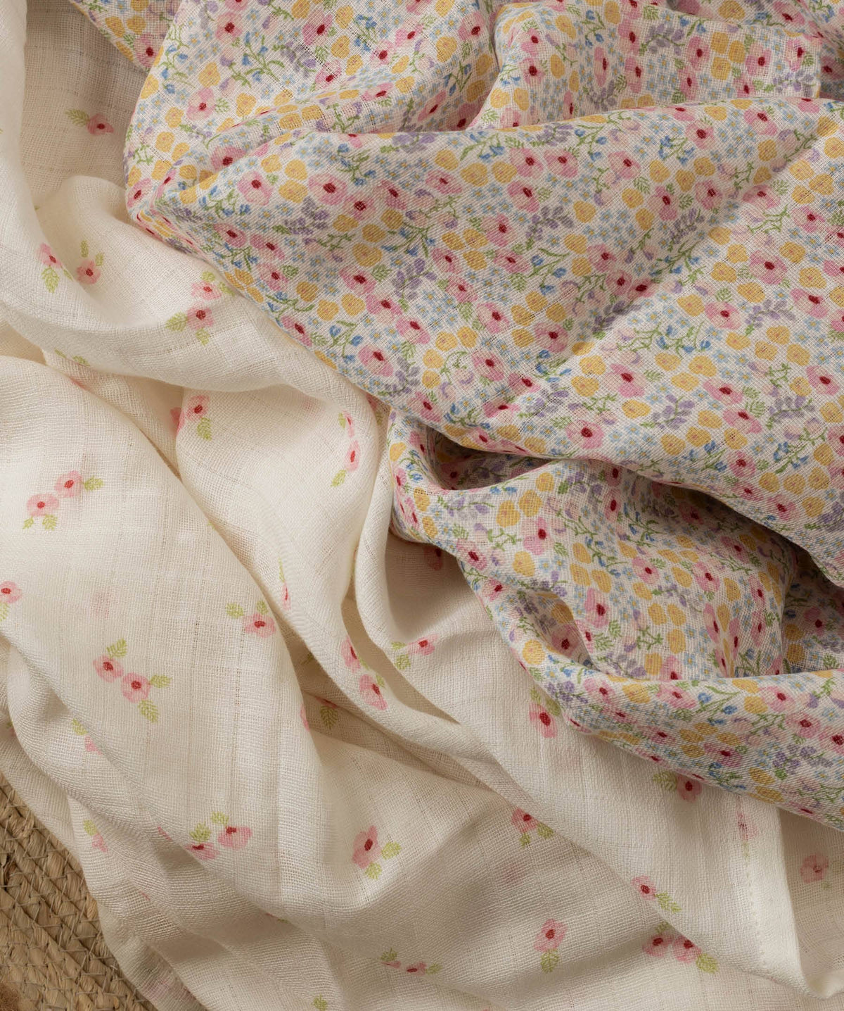 Avery Row Wildflower & Anemone Muslin Swaddles – Set of 2 – Avery Row baby gift at Mooch Arran