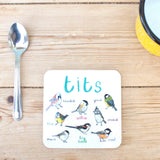 Sarah Edmonds Tits Bird Coaster – illustrated design