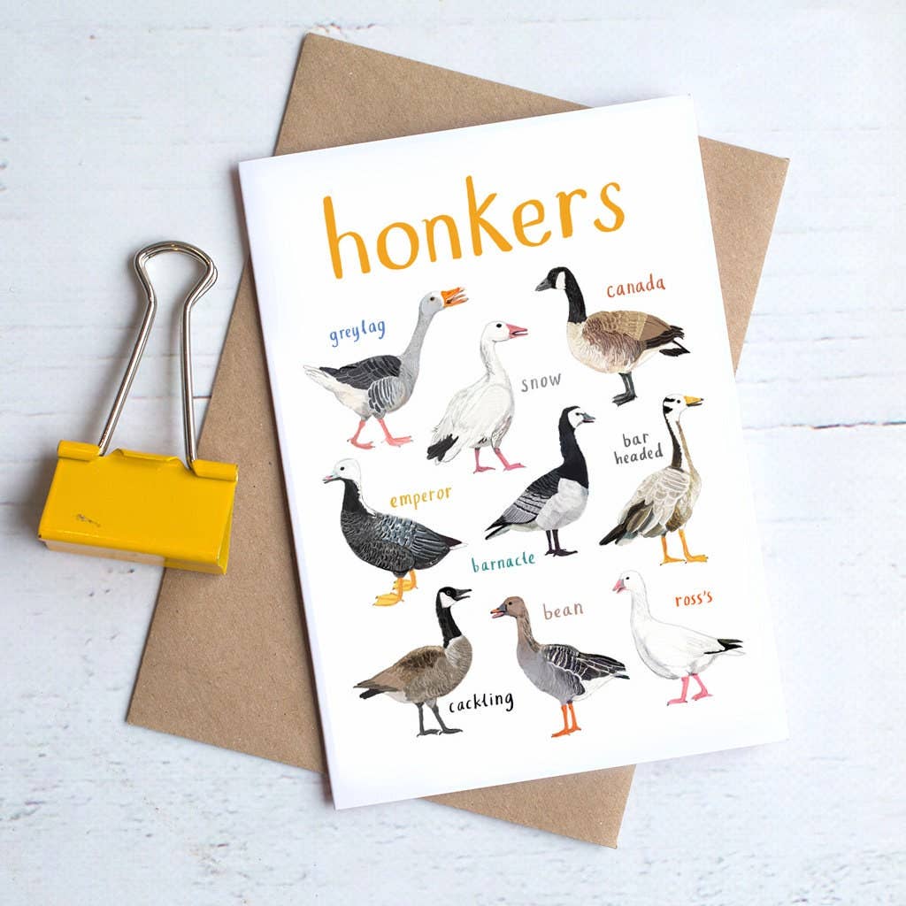 Sarah Edmonds Honkers Bird Greeting Card – illustrated design
