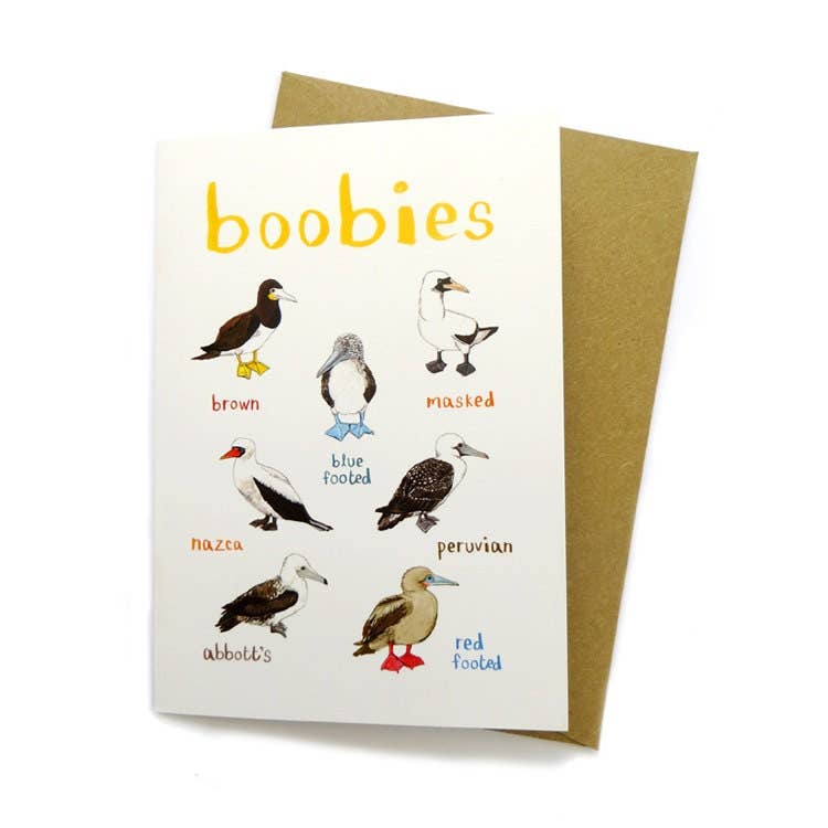 Sarah Edmonds Boobies Bird Greeting Card – illustrated design