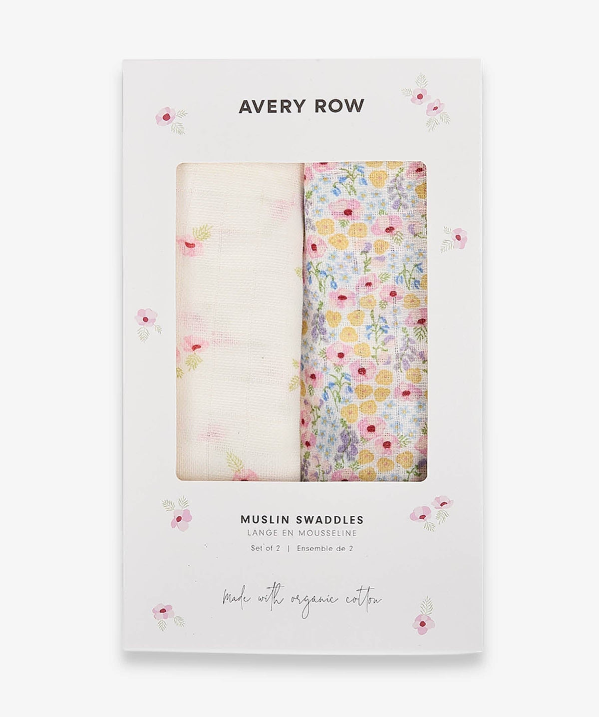 Avery Row Wildflower & Anemone Muslin Swaddles – Set of 2 – Avery Row baby gift at Mooch Arran