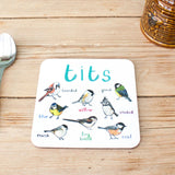 Sarah Edmonds Tits Bird Coaster – illustrated design