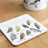 Sarah Edmonds Hooters Bird Coaster – illustrated design