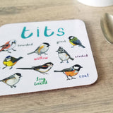 Sarah Edmonds Tits Bird Coaster – illustrated design