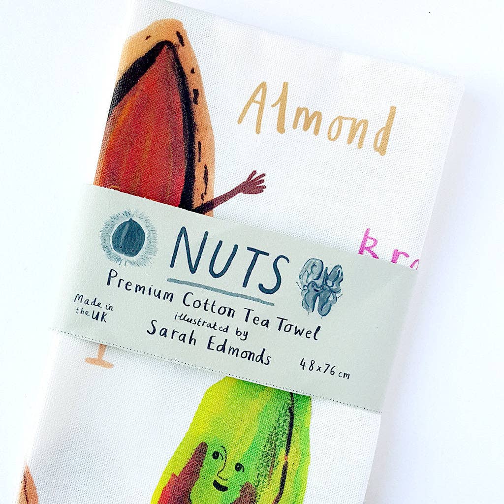 Sarah Edmonds Nuts Cotton Tea Towel – illustrated design