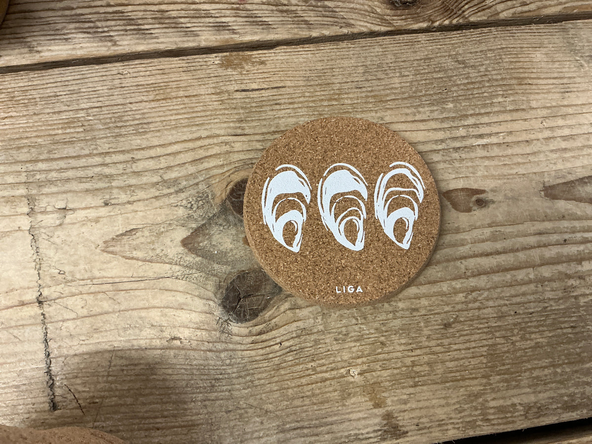 Cork Coaster - Oyster, oyster shell design