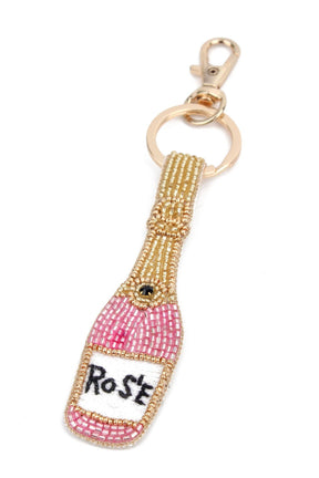 Pink Rose Beaded Keyring by My Doris