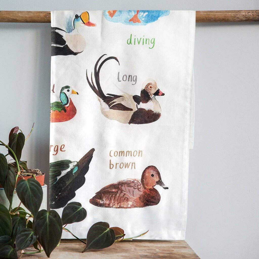 Sarah Edmonds Floaters Bird Cotton Tea Towel – illustrated design