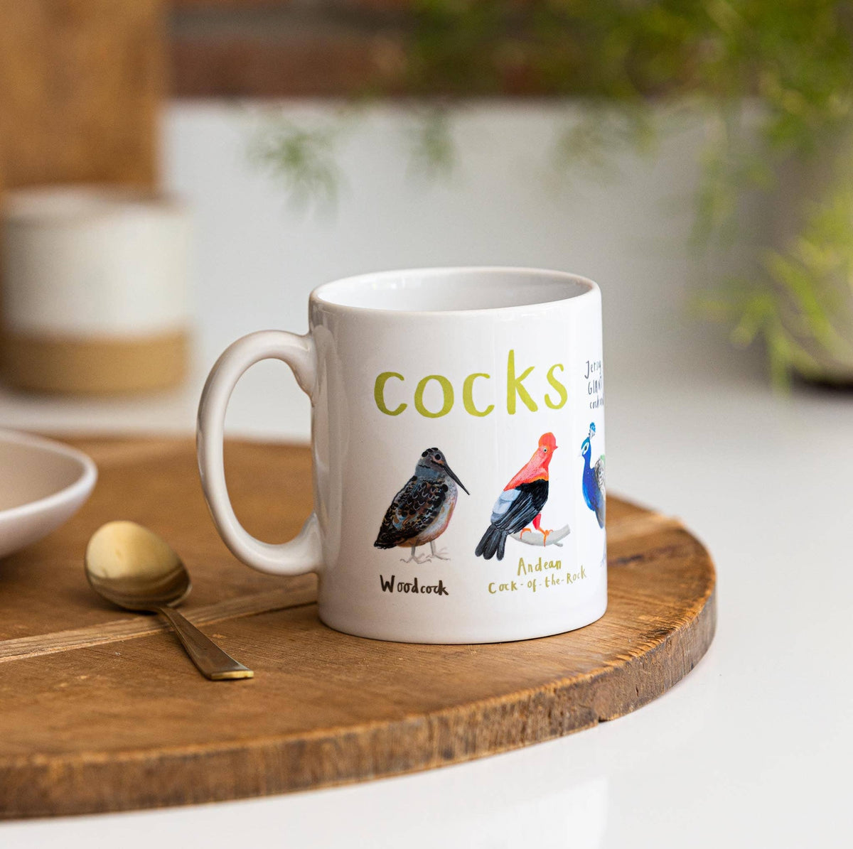 Sarah Edmonds Cocks Bird Mug – illustrated design