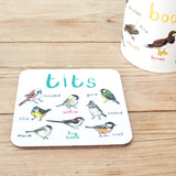Sarah Edmonds Tits Bird Coaster – illustrated design