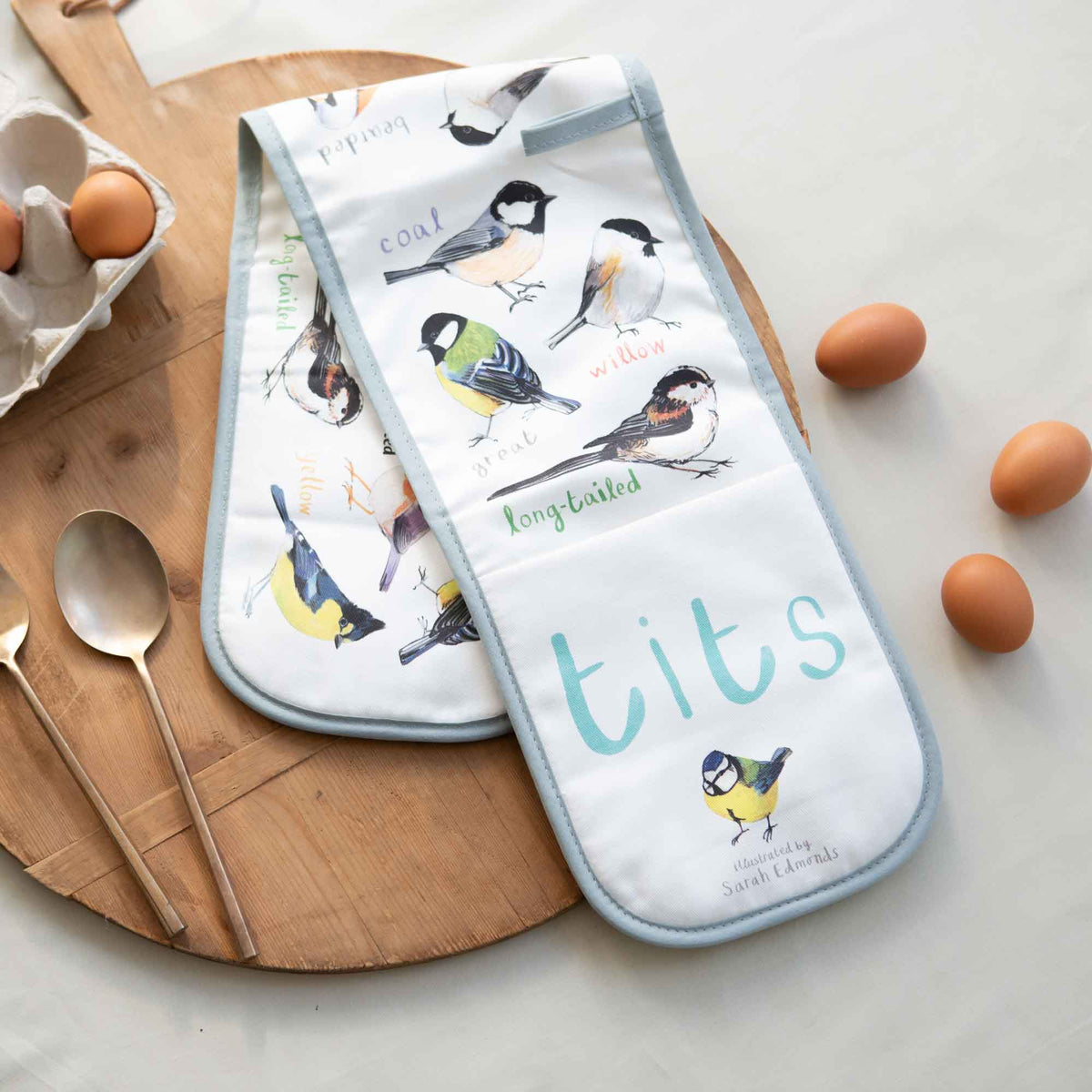 Sarah Edmonds Tits Bird Oven Glove – illustrated design