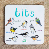Sarah Edmonds Tits Bird Coaster – illustrated design