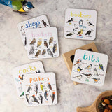 Sarah Edmonds Set of 6 Bird Pun Coasters – illustrated design