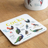 Sarah Edmonds Cocks Bird Coaster – illustrated design