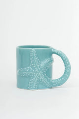 Light blue Batela Starfish Embossed Mug with an embossed design that incorporates the handle.