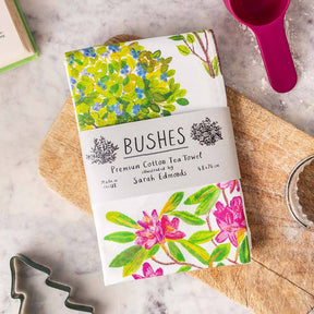 Sarah Edmonds Bushes Cotton Tea Towel – illustrated design