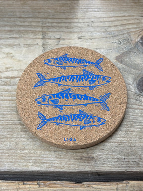 Cork Coaster - Mackerel Blue