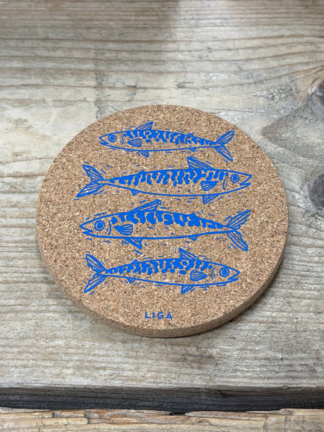 Cork Coaster - Mackerel Blue