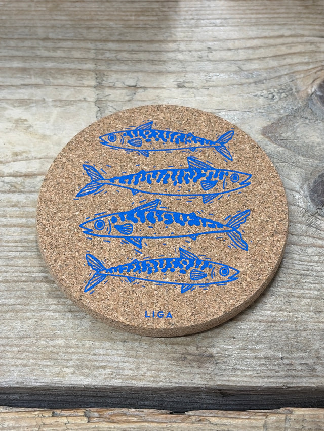 Cork Coaster - Mackerel Blue