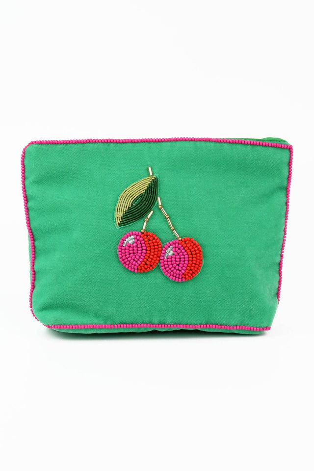 Mint Green Cherry Medium Pouch by My Doris