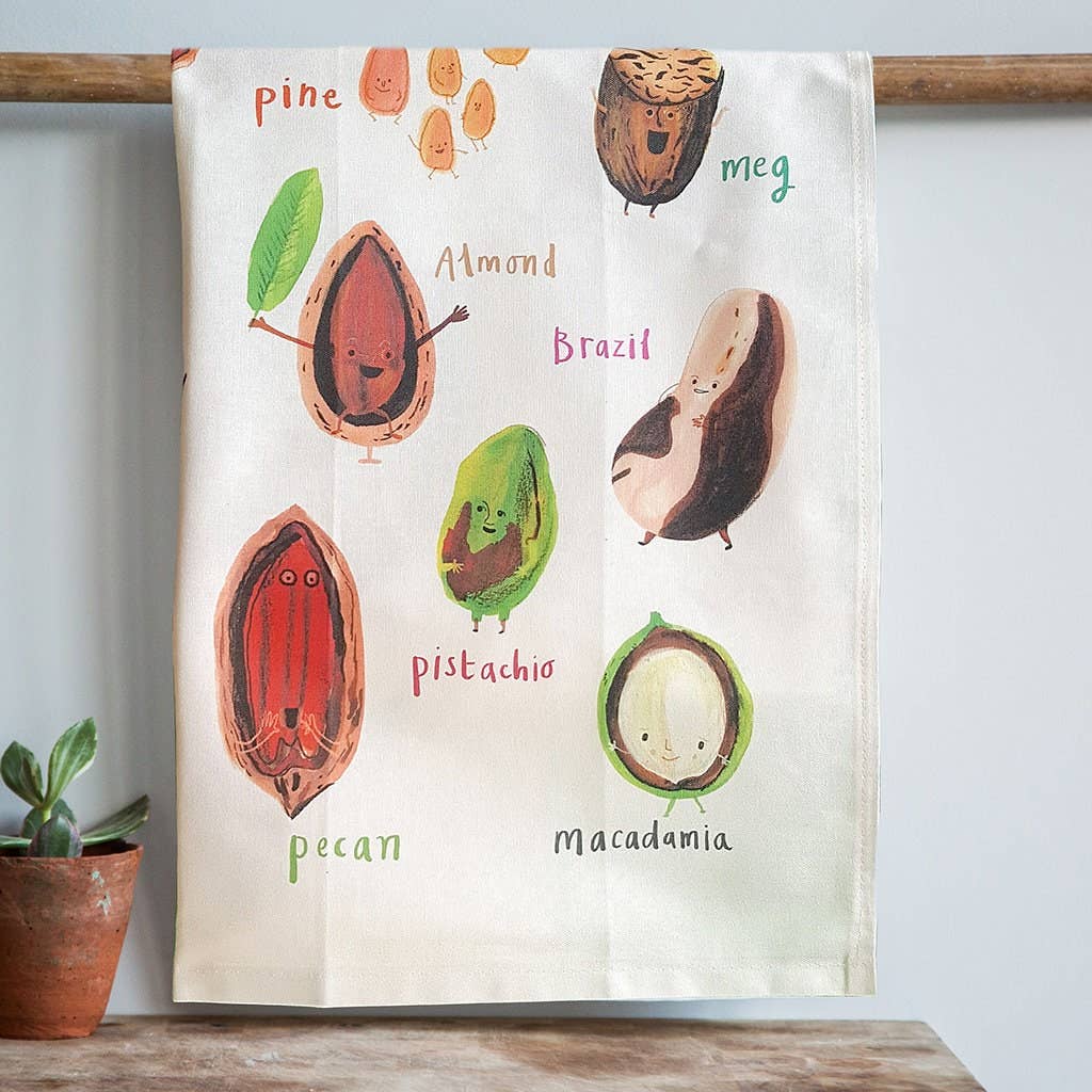 Sarah Edmonds Nuts Cotton Tea Towel – illustrated design