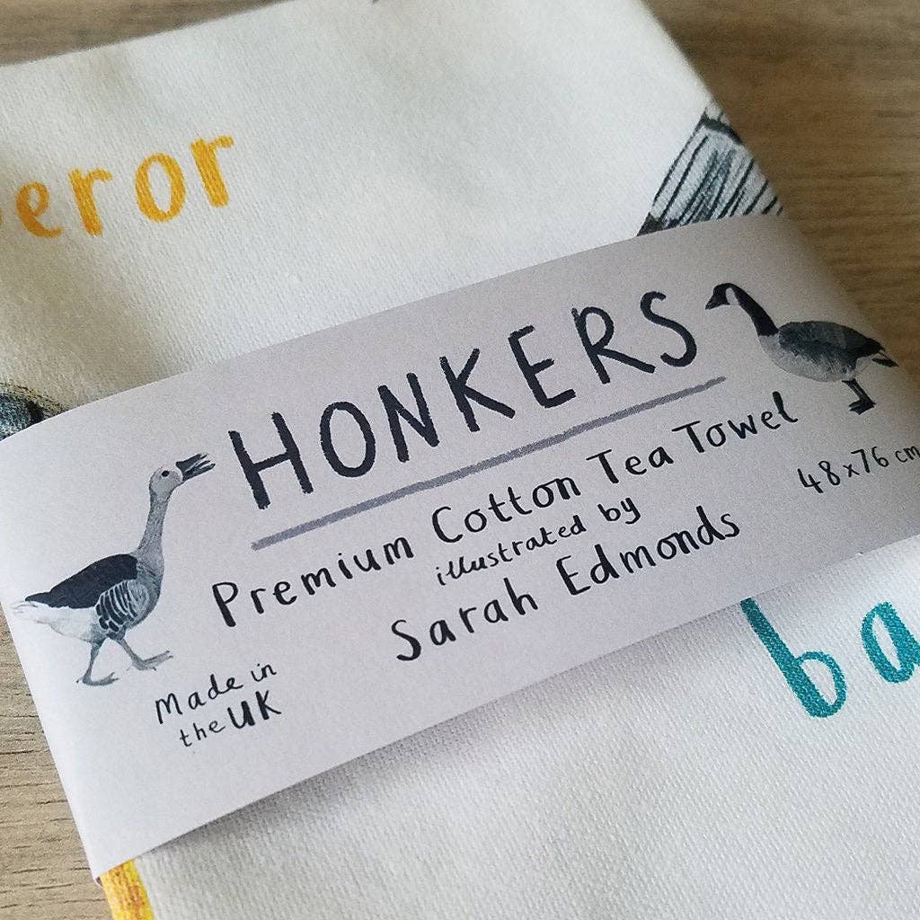 Sarah Edmonds Honkers Bird Cotton Tea Towel – illustrated design