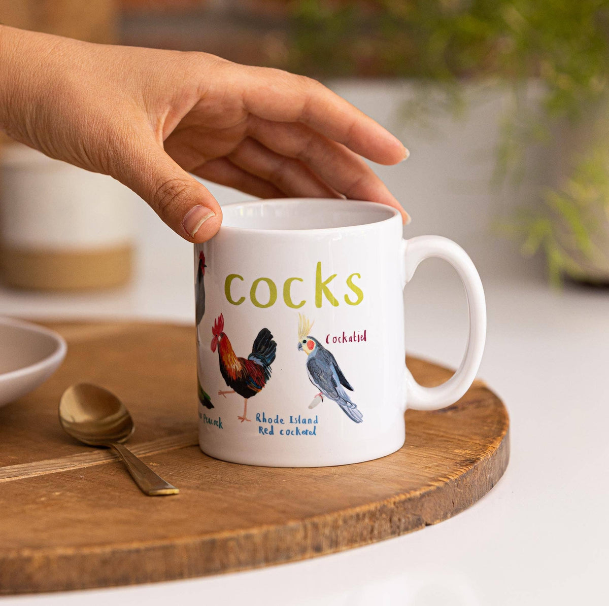 Sarah Edmonds Cocks Bird Mug – illustrated design