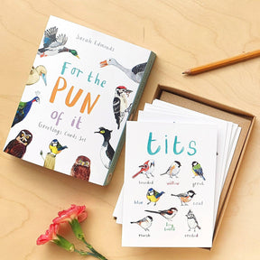 Sarah Edmonds Boxed Set of 8 Bird Pun Cards – illustrated design
