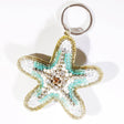 Aqua glass-beaded starfish keyring by Cream Cornwall