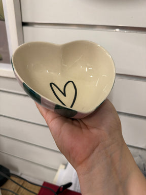 Caroline Gardner Green & Pink Stripe Heart Bowl