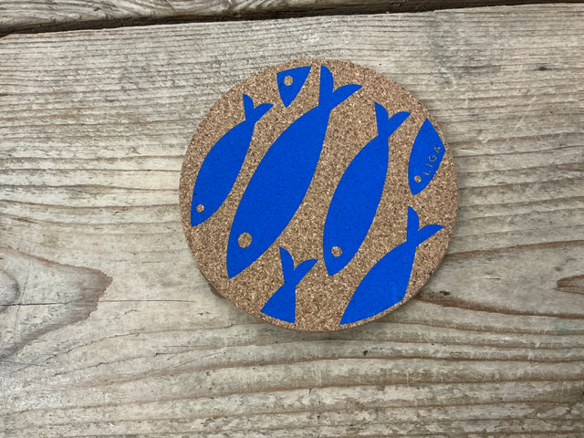 Cork Coaster - Blue Fish