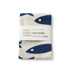 Tea Towel - Fish Navy