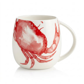 Batela mug with red crab painted on one side