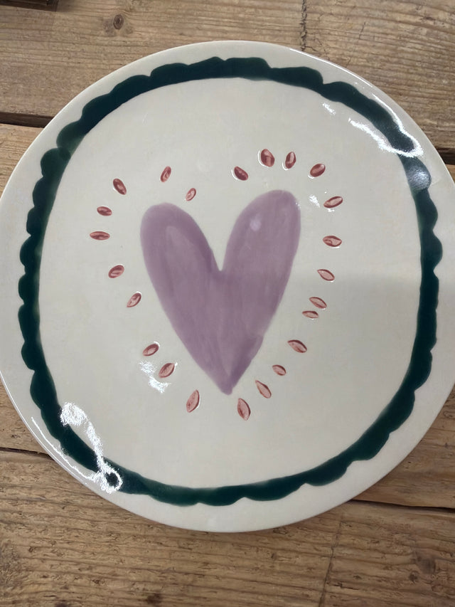 Caroline Gardner Lilac Heart Burst Ceramic Plate 20cm