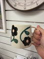 Caroline Gardner Charcoal & Pink Flowers Large Mug 300ml