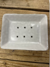 East of India porcelain soap dish with black detail
