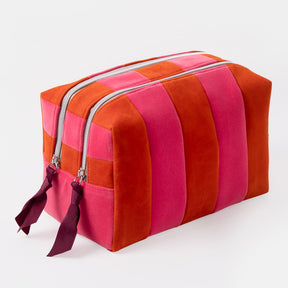 Caroline Gardner Orange & Pink Stripe Travel Wash Bag