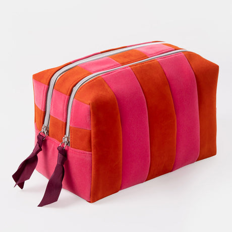 Caroline Gardner Orange & Pink Stripe Travel Wash Bag