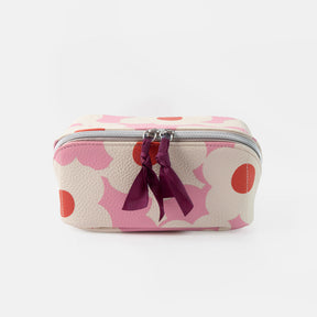 Caroline Gardner Pink Flower Flat Lay Cosmetic Bag