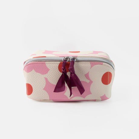 Caroline Gardner Pink Flower Flat Lay Cosmetic Bag
