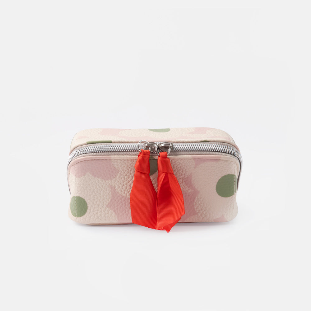 Caroline Gardner Pink Flower Mini Flat Lay Cosmetic Bag