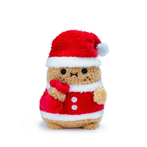 The Noodoll Ricespud Santa is an adorable, fluffy plush dressed in a red Santa hat and coat with white trim, clutching a tiny red sack—perfect for spreading holiday cheer. Standing out against a clean white background, this festive plush makes an ideal Christmas stocking stuffer and is sure to delight kids and adults alike in any collection.