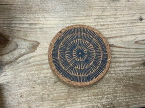 Cork Coasters - Blue Sandy Lines