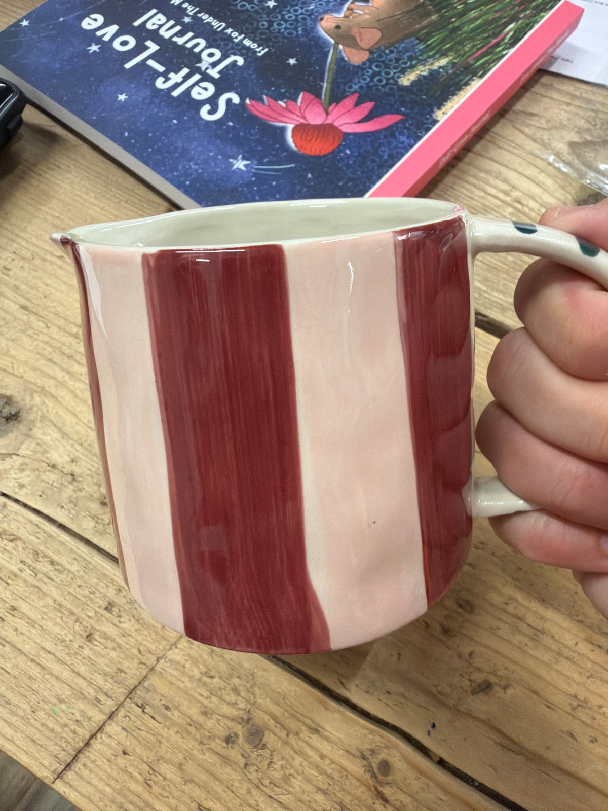Caroline Gardner Wine & Peach Stripe Milk Jug 350ml
