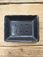 East of India porcelain soap dish with black detail