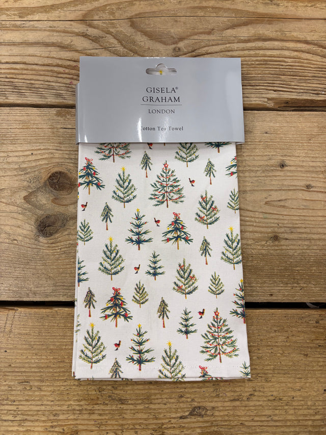 Gisela Graham Cotton Christmas Tree Tea Towel